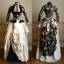 1886s Victorian Tea Gown Women Victorian Edwardian Dress Vintage Bustle Dresses
