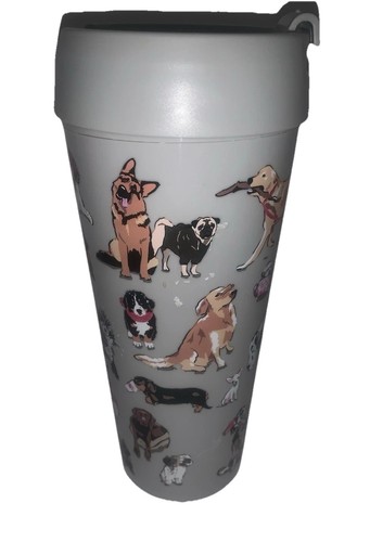 Vera Bradley Authentic "Dog Show" 16 oz Travel Mug For Dog Lovers - Picture 1 of 5