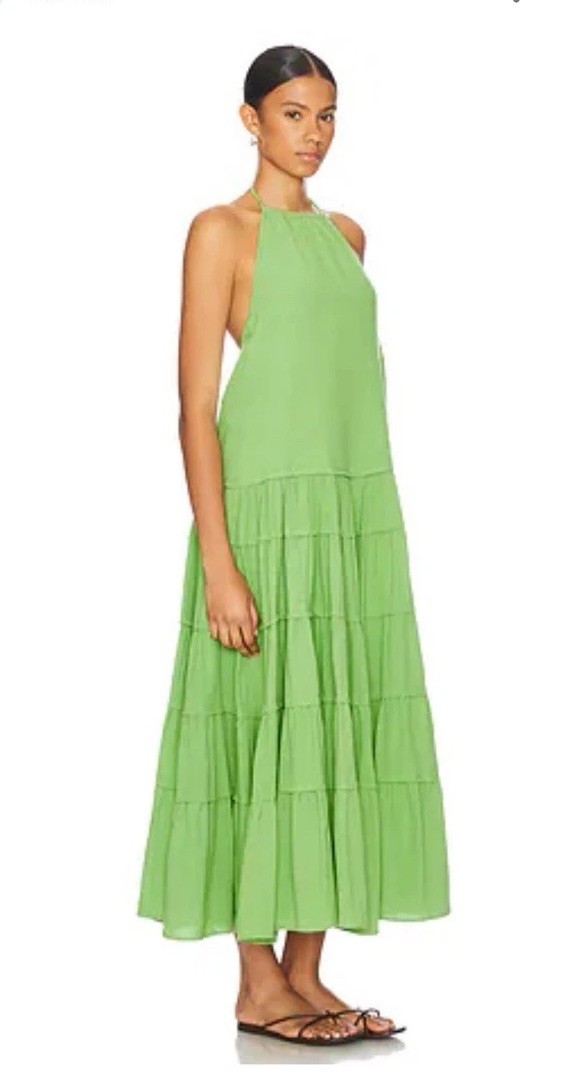 green emerald velvet dress Arrabel Ruffle Trim Maxi Dress Sage