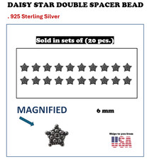 20 Pieces 925 Sterling Silver 6 mm Daisy 5 point star Bali Silver Bead