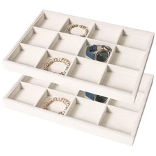 2PC Stackable 12 Grids Jewelry Organizer Tray Bracelet Display Stand for Sell...