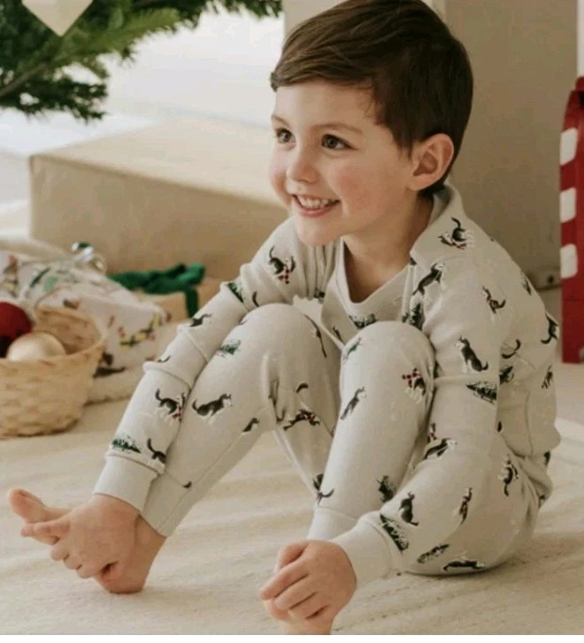 Conjunto de pijama Petit Lem ropa de dormir niños niños talla 5 estampado huskie algodón $38 Foto 3 de 4