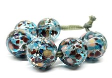 Handmade Lampwork Glass Beads From Murano with Silver Tamara Yarilo Brand 6 Pcs