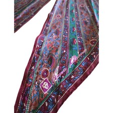 Vintage Anne Klein Silk Scarf Floral Paisley Stripe Burgundy