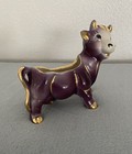 Vintage Purple With Gold Cow Bull Ceramic Figurine Planter /Trinket Holder — photo 1