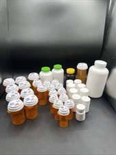 Lot 38 Empty Amber Prescription  Various Rx PILL BOTTLES Art Craft Storage