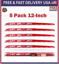 12-Inch Wood Pruning Reciprocating Saw Blades 5TPI for Tree Trimming (5 Pack)USA