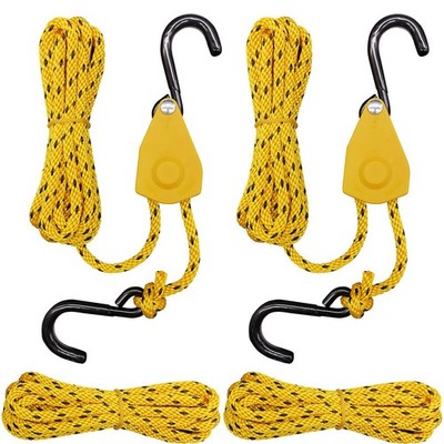 1/4 inch Kayak Canoe Ratchet Tie Down Rope Hoist Pulley 10 FT Rope 150lb