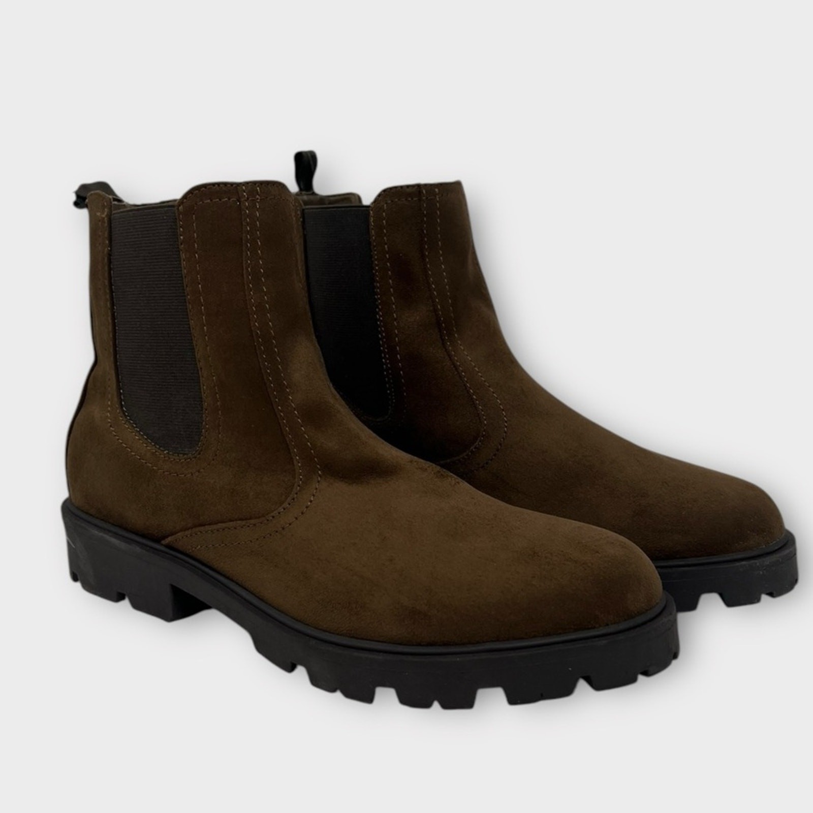 SAOLA Stivaletti Chelsea Nine West Yullon suola a strappo marrone ecopelle scamosciata taglia 12