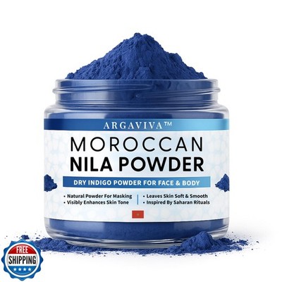 Moroccan Nila Powder   Natural Blue Clay Mask for Face, Body and Hair   Exfol