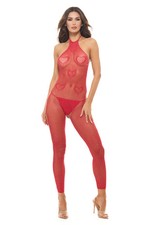Love Stroke Stones Heart Bodystocking and G-String Red   One Size