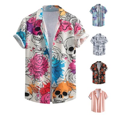 Skull Floral Hawaiian Shirt Summer Aloha
