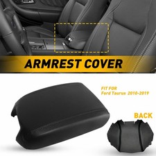 Leather Center Console Lid Armrest Cover Trim Black For Ford Taurus 2010-2019