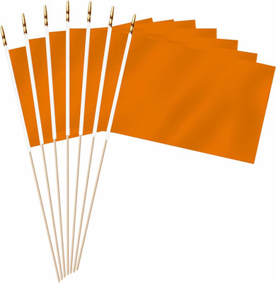 20 Pack Orange Mini Wood Stick Sublimation Flag Set,5X8 Inch Solid Color Blank H