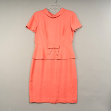 Talbots Silk Sheath Dress Sz 12 Short Sleeve Peplum Roll Collar Orange
