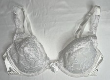 Vtg Victoria s Secret 34C Gold Label White Lace Padded Underwire Bra
