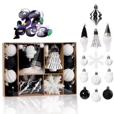 32Pcs/Set Christmas Tree Ornaments Set Electroplated Painted Hanging Decor for X