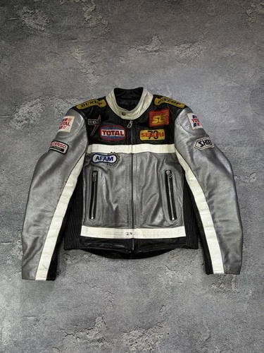 Vintage Segura Leather Racing Jacket Motul Total Dunlop Patches Biker Size M / 3 image 19
