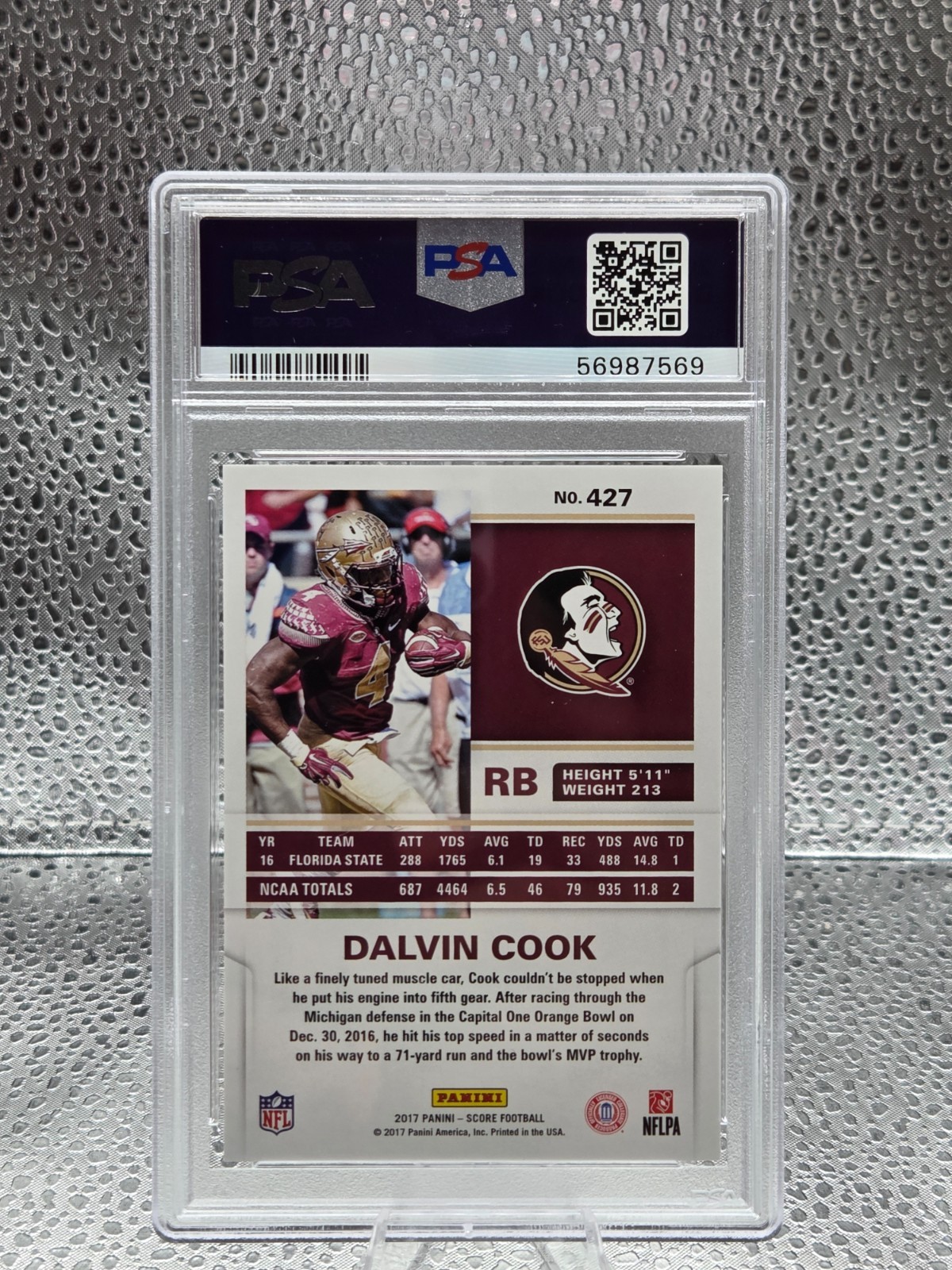 2017 Score ~ DALVIN COOK Football Card PSA 10 GEM MINT view 2
