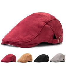 Men Retro Suede Gatsby Flat Duckbill Newsboy Hat Ivy Golf Driver Adjustable Cap