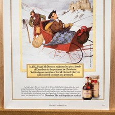 1991 Drambuie Licor Navidad Vacaciones Cartero Trineo Vintage Publicidad Impresa