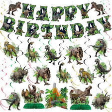 Dinosaur Birthday Party Decorations Set - Includes Pre-Assembled Happy Birthday