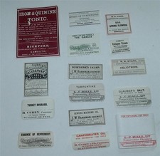 15 Antique Chemist Labels Pharmacy Labels c 1910    73