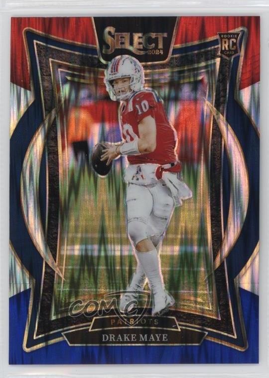 2024 Panini Select Concourse Red & Blue Shock Prizm Drake Maye #27 0z2o