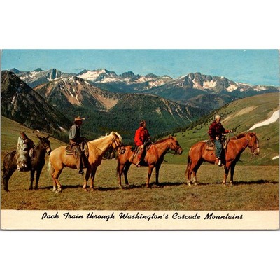 Pack Train Through Washington's Cascade Mountains 1964 Vintage Postcard SPN32