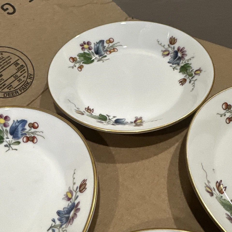 Juego de 4 platos de mantequilla de pan con borde dorado floral Richard Ginori Italia hechos en Italia Foto 4 de 4