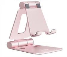 Nulaxy Dual Folding Phone Stand Adjustable Desktop Holder for All Phones Rose Go