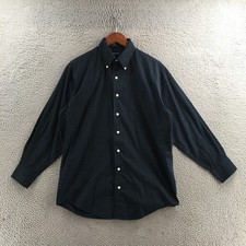 Nautica Button Down Dress Shirt Mens 15.5 Blue Plaid Cotton Long Sleeve Collared