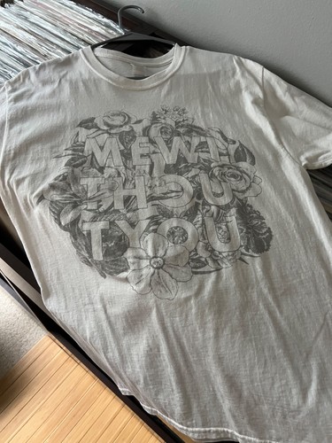 mewithoutYou Band Official T-Shirt - White Floral Wreath Logo Graphic - (L)