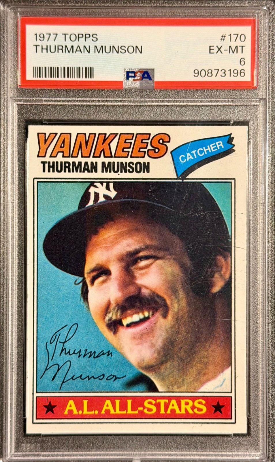 1977 Topps 170 Thurman Munson Yankees PSA 6
