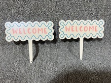 2 PC Set Metal Garden/Lawn Signs "Welcome"