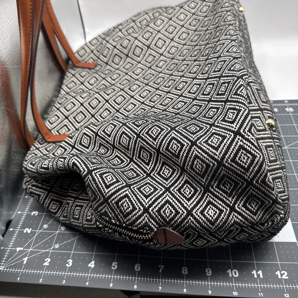 Sole Society Cartera Bolso Grande Bolso de Mano Negro Blanco Tela Cuerpo Bolso Fin de Semana Foto 4 de 4