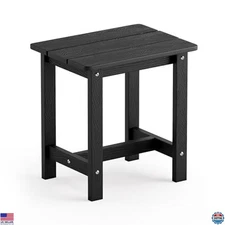 LUE BONA Compact Outdoor Adirondack Side Table - Weather-Resistant Black HDPS