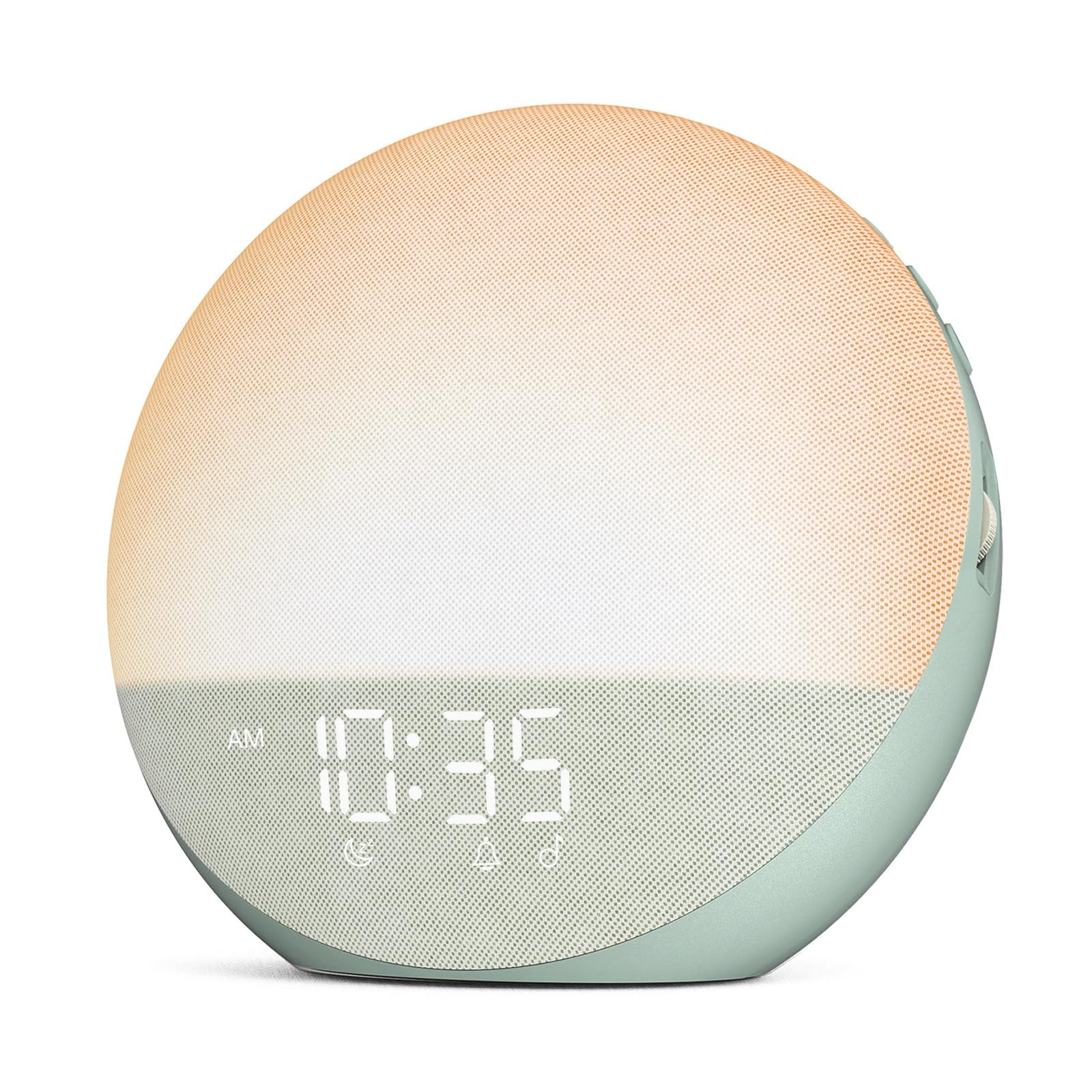 Sunrise Alarm Clock with Bluetooth Speaker 25 Sleep Sounds Sage Green White