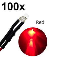 LED Light Single Bulb Pre-Wired Indicator Light Clear 5V-12V DC 3mm Bright Round