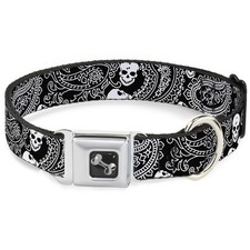 Dog Collar Bone Bandana/Skulls Black/White Medium 11-16.5"