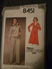 Uncut Simplicity Pattern 8451 Misses' Unlined Jacket, Skirt Pants Sz 10-14