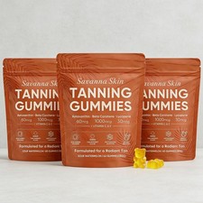 Savanna Skin Tanning Gummies, with Vitamin C  E, Astaxanthin, Beta Carotene  L