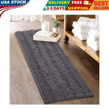 Grey Bath Rugs - Soft Large Bathroom Rugs 60" x 24" Farmhouse Floor Cover Water