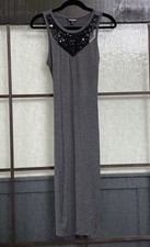 Express Gray Black Beaded Sequin Midi Sheath Dress Sleeveless Size S