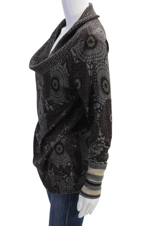 Suéter Suéter Kenzo Para Mujer Tejido Estampado Abstracto Capucha Cuello Marrón Talla M Foto 2 de 4