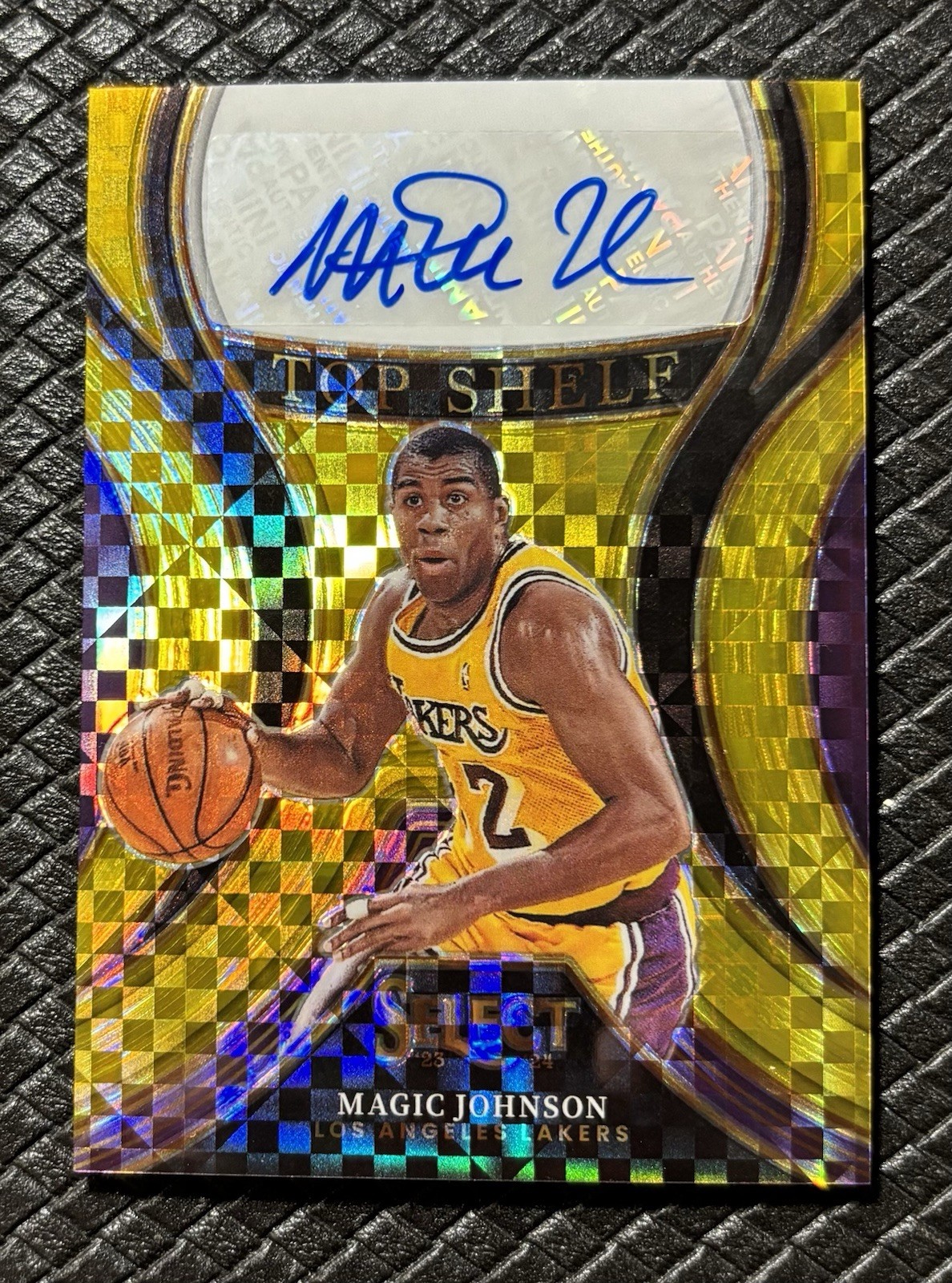 MAGIC JOHNSON 2023-24 Panini Select Top Shelf GOLD Prizm SSP Auto /10 Lakers HOF view 1