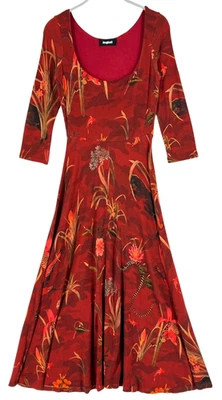 Desigual Robe Longue Col Rond Manches Courtes Taille S Multicolore Poches - Photo 1/4