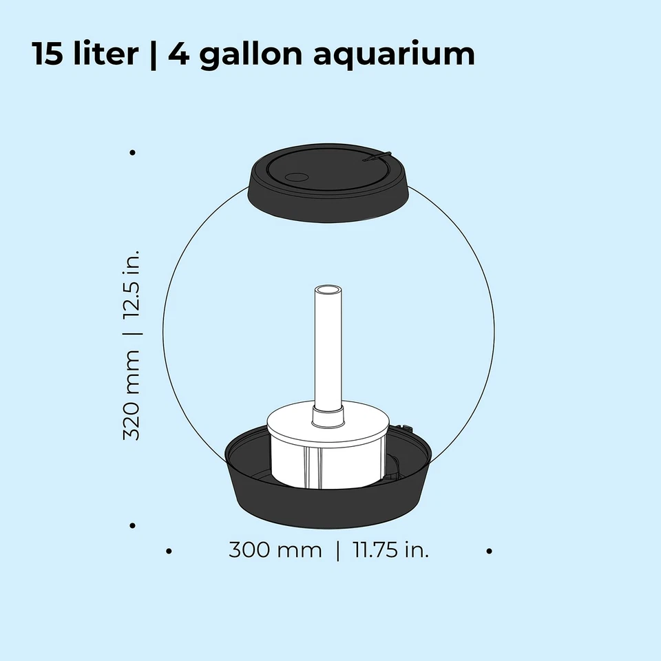 Classic 15 Acrylic 4-Gallon Aquarium with White LED Lights Modern Compact Tan... - Image 4 of 4