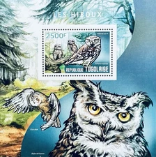 TOGO OWLS STAMPS SHEET SS MNH 2014 BIRDS LITTLE OWL LONG EARED WILDLIFE BIRD