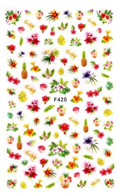 Nail Art 3D Decal Stickers beautiful tropical blossom flower pineapple F420